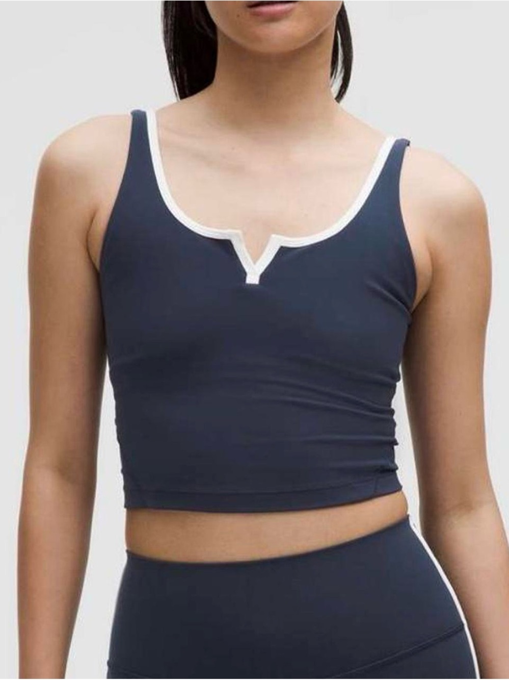 lululemon athletica Navy Crop Tank with White Trim